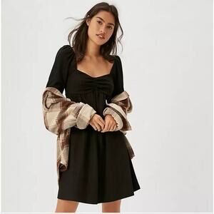 Anthropologie Maeve Raelynn Sweetheart Babydoll Mini Dress - Black M NWT